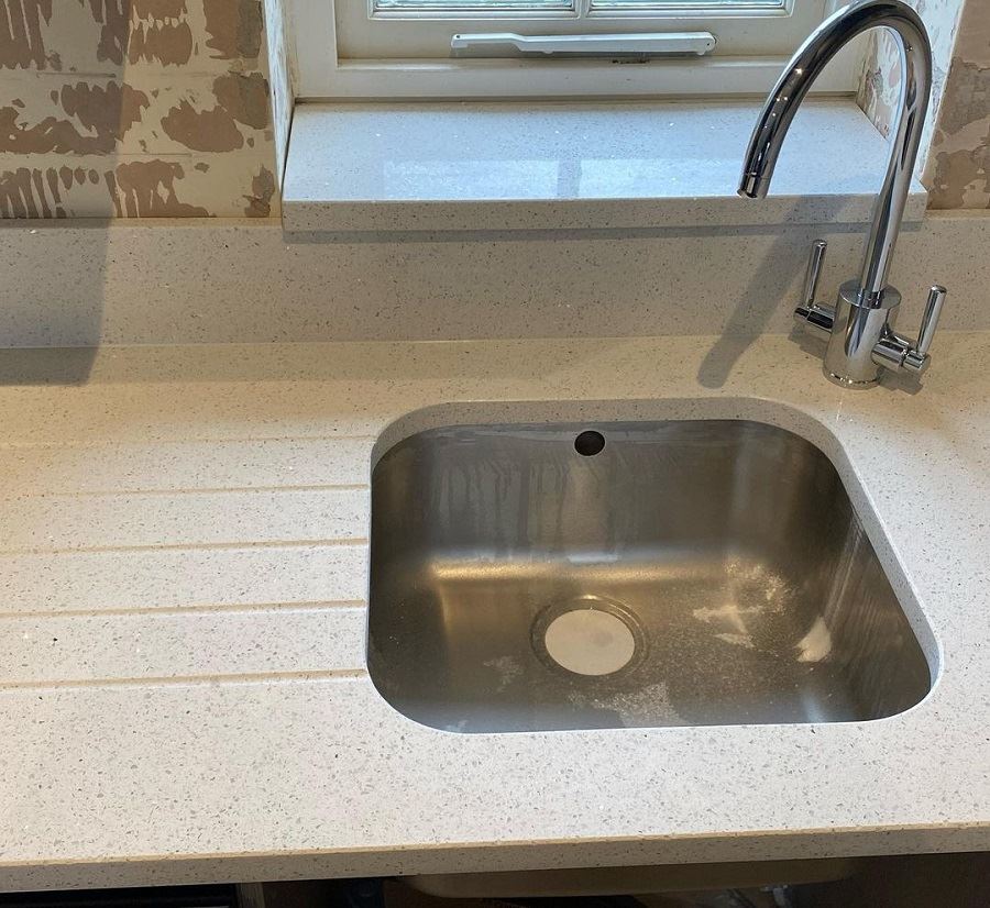 White galaxy quartz basin