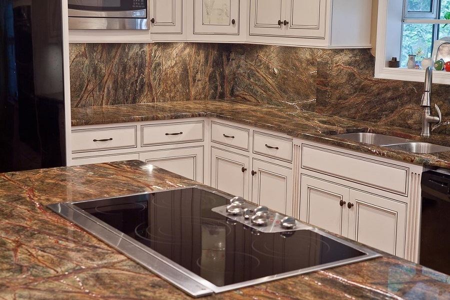 Rainforest brown granite kitchen