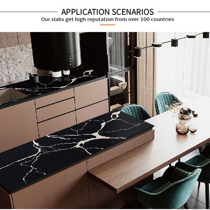 Black Quartz artificial quartz slab countertops