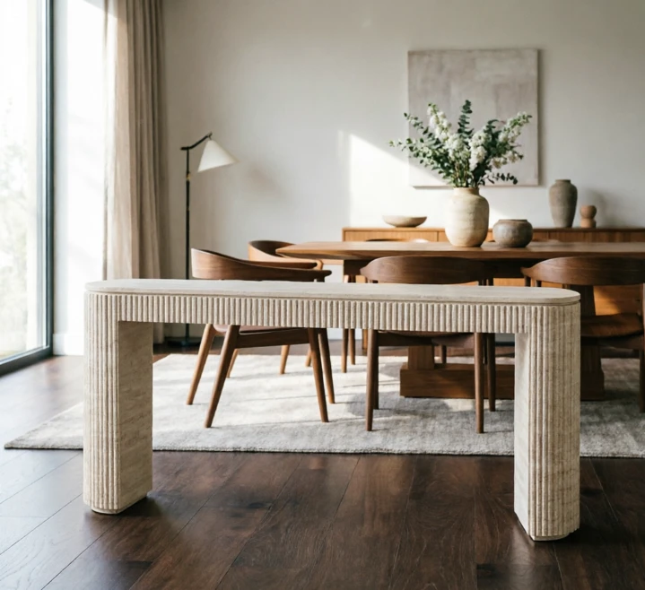 Beige Travertine Stone Console Tables With Slots high quality
