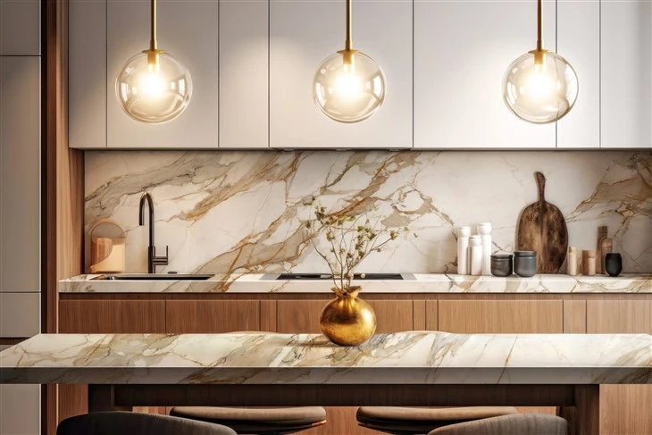 Materjal tal-Bini Ċangaturi Kbar tal-Porċellani Ġebel Sinterizzat Elena Venosta countertop u backsplash