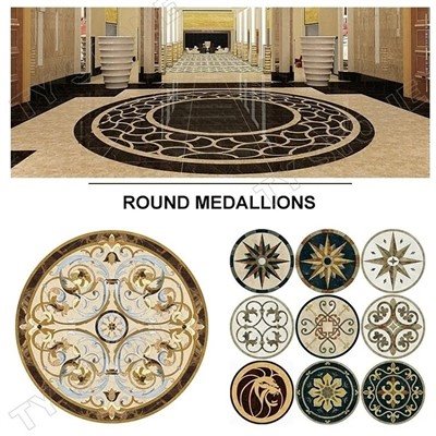 Irħam Stone Floor Waterjet Pattern Medallion Mosaic Madum