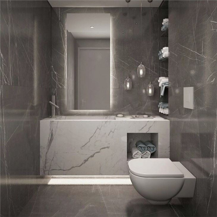 Pietra Grey Marble Bathroom