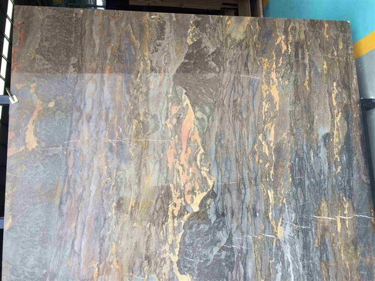 Andes Landscape With Mountain &River Background Marble Stone Slab