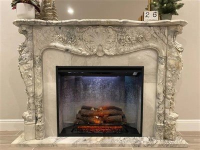 Mantels tan-nar tal-irħam beige għal ġewwa / barra